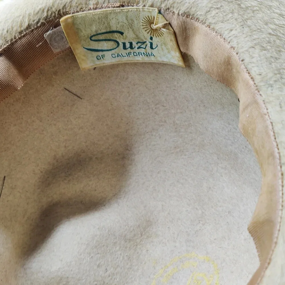 Vintage Derby Hat / Tan w/ Brown & Cream Band - Picture 7 of 9